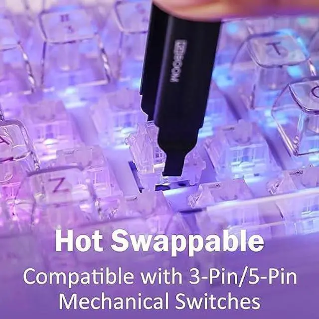 Alt view image 3 of 7 - KiiBoom Phantom 81 V2 75% Hot Swappable Upgraded Crystal Gasket-Mounted Mechanical Keyboard, Triple Mode NKRO Gaming Keyboard with South-facing RGB, Clear Keycaps, 4000mAh Battery for Win/Mac (Purple)