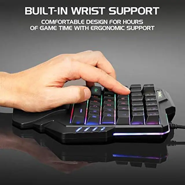 Alt view image 4 of 6 - ENHANCE Gaming Keypad One Handed Gaming Keyboard Mini Keyboard - 7 Color LED Backlit, Programmable Keys, Ergonomic Wrist Pad and Braided USB Cable - Small Gaming Keyboard Great for FPS Games