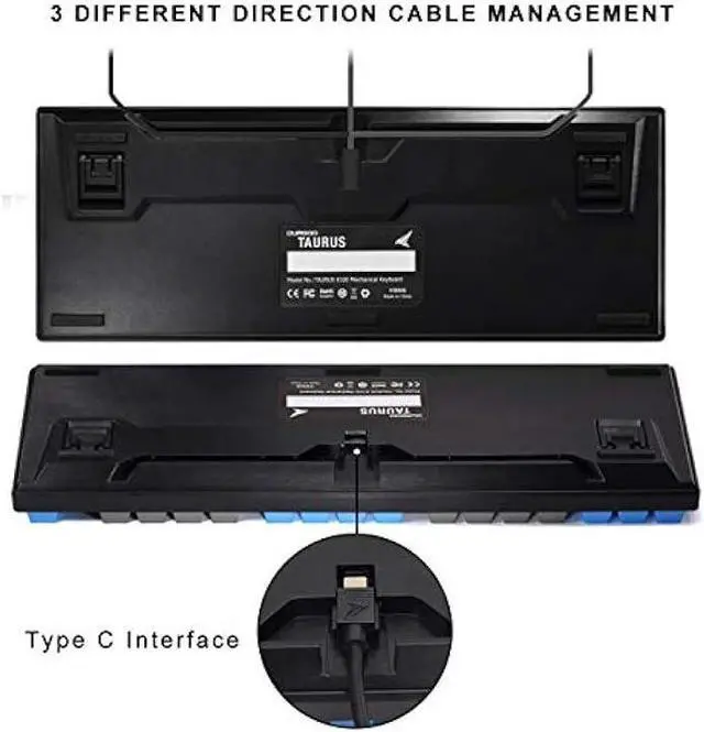 Alt view image 6 of 7 - DURGOD Taurus K320 TKL Wired Mechanical Gaming Keyboard - 87 Key - Double Shot PBT - NKRO - USB Type C (Cherry Silent Red,Black)