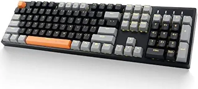 Main image of E-YOOSO Z-14 Mechanical Gaming Keyboard Brown Switches 104 Key, Full-Size Computer Keyboards, Solid Yellow Backlit Keyboard for PC Gamer, Black&Grey