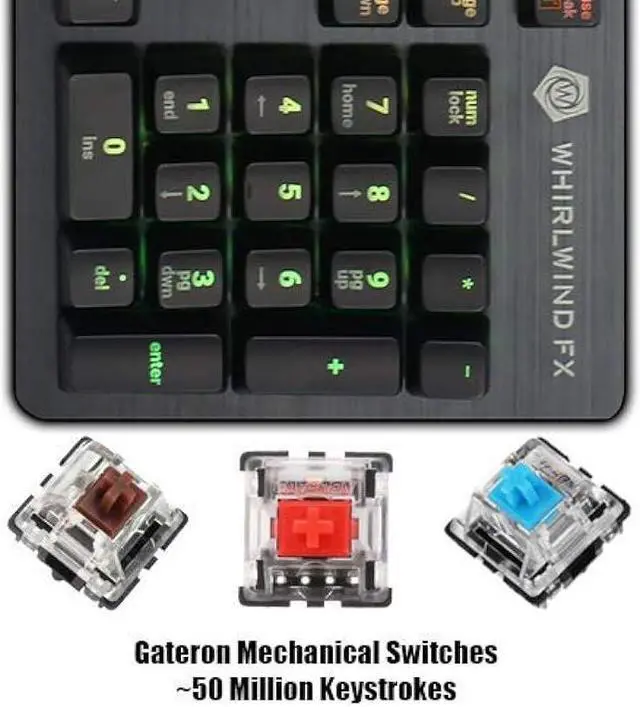 Alt view image 4 of 6 - Whirlwind FX Element V2 Gaming Keyboard: Interactive and Customizable Lighting  Immersive, Reactive RGB Experience (Red Linear)