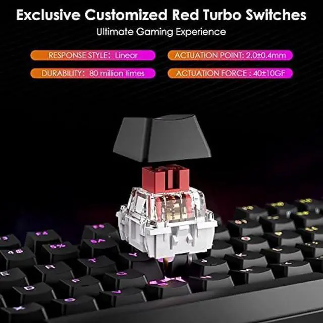 Alt view image 2 of 7 - DURGOD TGK 300 Mechanical Gaming Keyboard for Windows Mac PC Laptop Tablet, 84 Keys Wired Keyboard with Red Linear Switch, RGB Backlit and Volume Wheel, Hot Swappable, Durable PBT Keycap