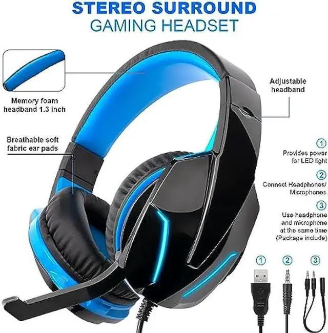 Alt view image 5 of 7 - Gaming LED Keyboard Mouse Headset and Mousepad Bundle, CHONCHOW Wired Rainbow LED Light Up Gaming Keyboard Mouse Headset, Value 4 in 1 Gaming Set for Xbox PS4 PS5 PC Laptop Gamer
