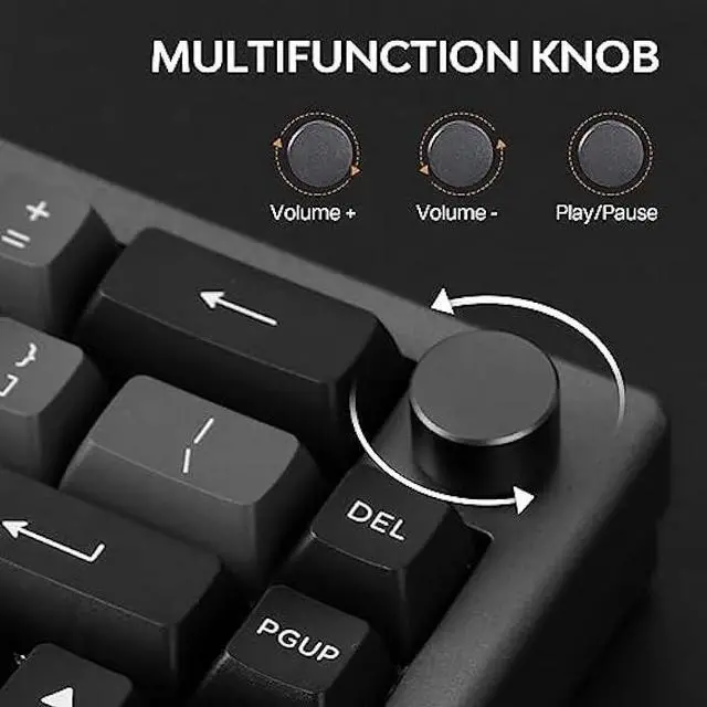 Alt view image 6 of 7 - EPOMAKER EK68 65% Gasket NKRO Hot Swappable 2.4Ghz/Bluetooth 5.0/USB-C Wired Mechanical Gaming Keyboard with Knob, South-Facing LED, 3000mAh Battery, RGB Backlight for Win/Mac (Gateron Pro Yellow)