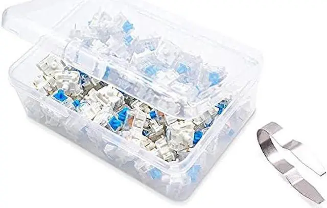 Alt view image 5 of 5 - Gateron KS-9 Blue Mechanical Keyboard Switches | 3-Pin Plate Mounted | SMD RGB LED Compatible | White Housing | Tactile & Clicky Feedback | 60g Actuation Force | Ideal for Gaming & Typing | Pack of 66