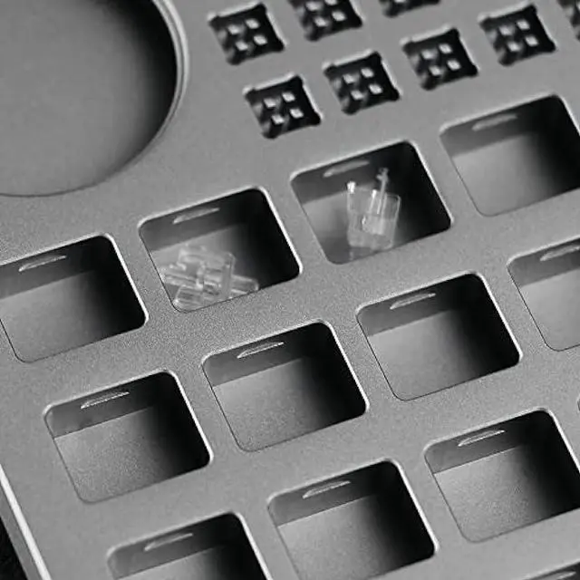 Alt view image 6 of 6 - KiiBoom 28 Switches CNC Aluminum Lube Station Switch Opener for Custom Mechanical Keyboard (Grey)