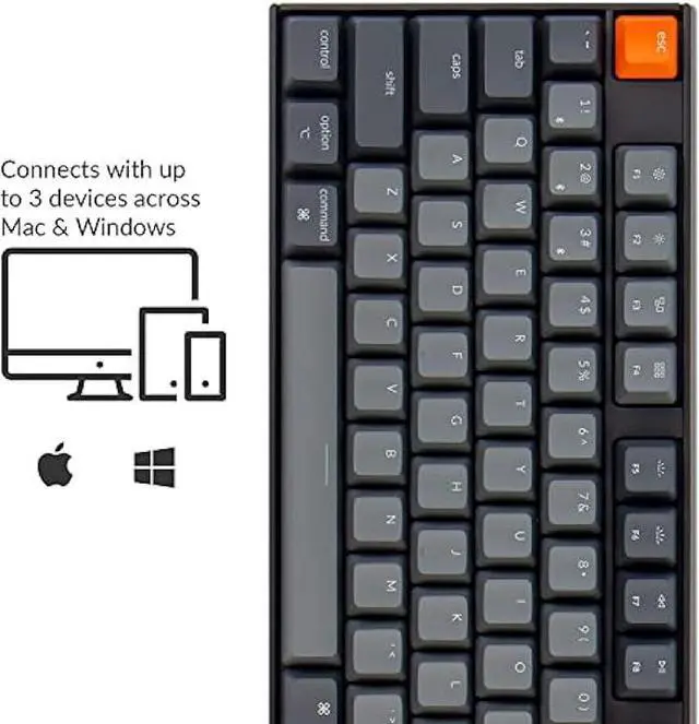 Alt view image 3 of 7 - Keychron K10 Wireless Mechanical Gaming Keyboard, Hot-Swappable 104 Keys Full Size Gateron G Pro Brown Switch, White LED Backlight USB-C Wired Bluetooth Professional Office Keyboard for Mac/Windows