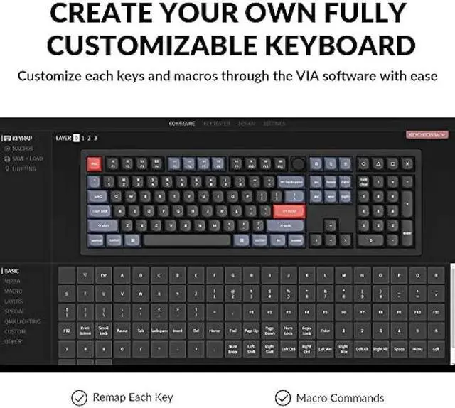 Alt view image 3 of 7 - Keychron V6 Wired Custom Mechanical Keyboard Knob Version, Full-size QMK/VIA Programmable Macro with Hot-swappable Keychron K Pro Brown Switch Compatible with Mac Windows Linux Black (Non-Transparent)