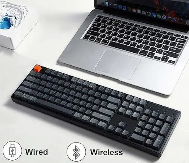 Alt view image 2 of 7 - Keychron K10 Full Size Wireless Gaming Mechanical Keyboard, 104 Keys RGB LED Backlight N-Key Rollover with Gateron G Pro Red Switch, Bluetooth/USB-C Wired Aluminum Frame Keyboard for Mac/Windows