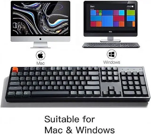 Alt view image 3 of 7 - Keychron K10 Full Size Wireless Gaming Mechanical Keyboard, 104 Keys RGB LED Backlight N-Key Rollover with Gateron G Pro Red Switch, Bluetooth/USB-C Wired Aluminum Frame Keyboard for Mac/Windows