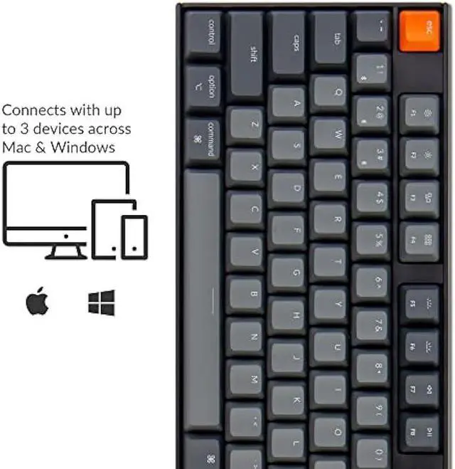 Alt view image 3 of 6 - Keychron K10 Full Size Layout RGB Backlit Hot-Swappable Mechanical Gaming Keyboard for Mac Windows, Multitasking 104-Key Bluetooth Wireless/USB Wired Computer Keyboard with Gateron G Pro Brown Switch