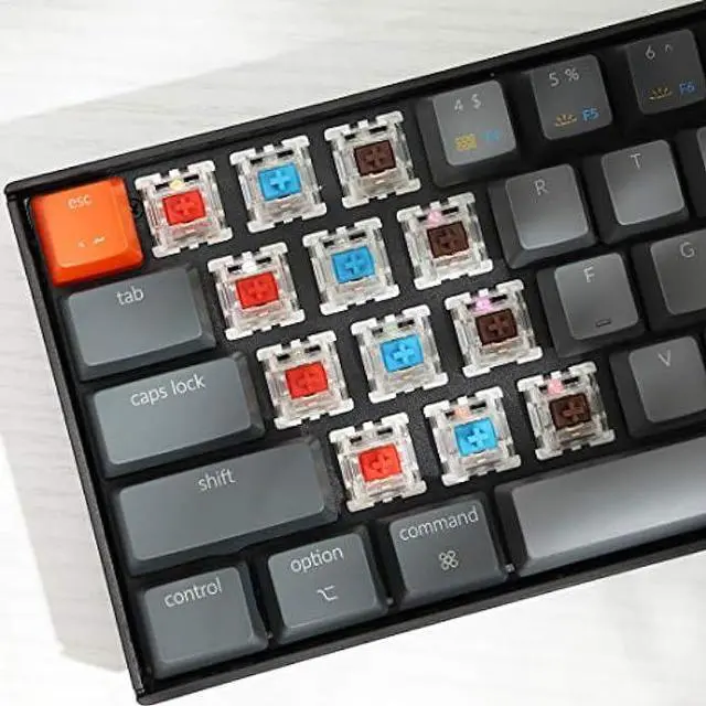 Alt view image 5 of 7 - Keychron K6 Hot Swappable Wireless Bluetooth 5.1/Wired Mechanical Gaming Keyboard, 65% Compact 68-Key RGB LED Backlight/Gateron Brown Switch/Rechargeable Battery for Mac Windows