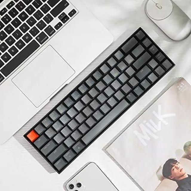 Alt view image 3 of 7 - Keychron K6 Hot Swappable Wireless Bluetooth 5.1/Wired Mechanical Gaming Keyboard, 65% Compact 68-Key RGB LED Backlight/Gateron Brown Switch/Rechargeable Battery for Mac Windows