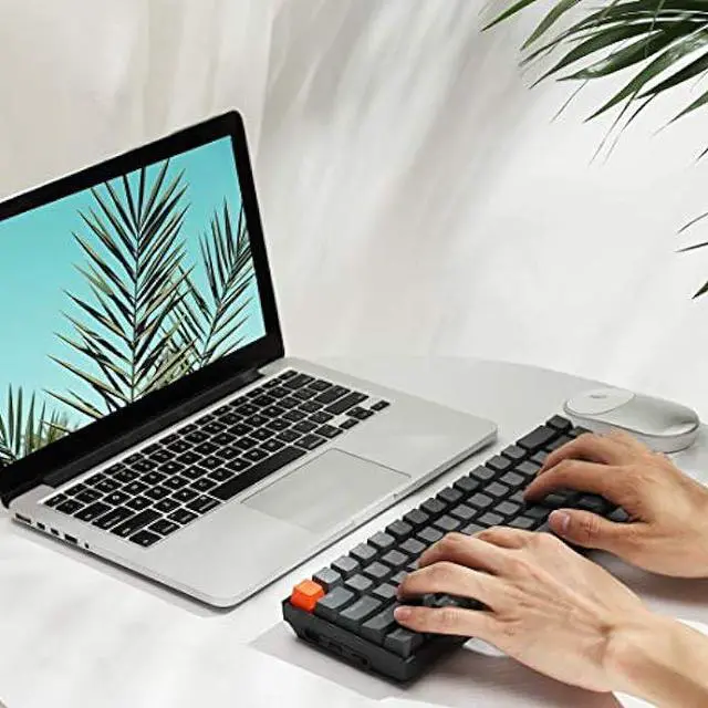 Alt view image 6 of 7 - Keychron K6 Hot Swappable Wireless Bluetooth 5.1/Wired Mechanical Gaming Keyboard, 65% Compact 68-Key RGB LED Backlight/Gateron Brown Switch/Rechargeable Battery for Mac Windows