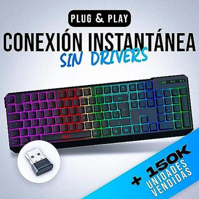 Alt view image 2 of 7 - KLIM Chroma Wireless - Teclado inalámbrico Gaming - Nuevo 2023 - Teclado Gaming Ligero, Duradero, resiste al Agua, ergonómico, silencioso - Teclado Gamer PC PS4 PS5 Xbox One Mac - Negro