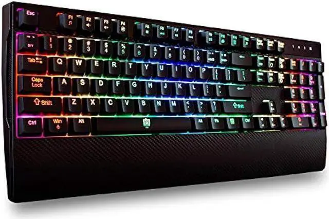 Main image of Deco Gear Mechanical Gaming Keyboard, Anti-Ghosting, Ergonomic Fixed Palm Rest, Full Customizable RGB Backlit, Carbon Fiber Design, Outemu Blue Switch, Wired, Black