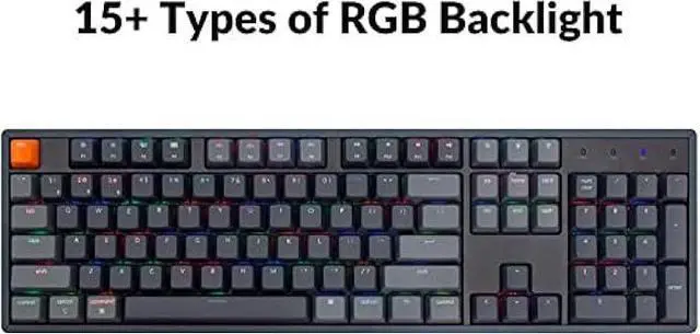 Alt view image 6 of 7 - Keychron K10 Full Size Wireless Gaming Mechanical Keyboard, 104 Keys RGB LED Backlight N-Key Rollover with Gateron G Pro Red Switch, Bluetooth/USB-C Wired Aluminum Frame Keyboard for Mac/Windows