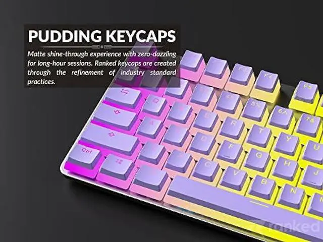 Alt view image 3 of 6 - Ranked Pudding v2 PBT Keycaps | 145 Double Shot Translucent ANSI US & ISO Layout | OEM Profile for Full Size, TKL, 75%, 65% and 60% RGB Mechanical Gaming Keyboard (Lavender)