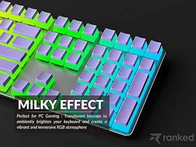 Alt view image 4 of 6 - Ranked Pudding v2 PBT Keycaps | 145 Double Shot Translucent ANSI US & ISO Layout | OEM Profile for Full Size, TKL, 75%, 65% and 60% RGB Mechanical Gaming Keyboard (Lavender)