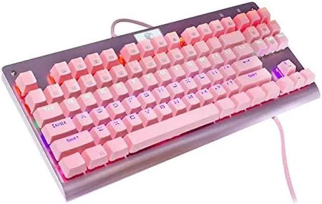 Main image of Granvela MechanicalEagle Z-77 Mechanical Keyboard | Aluminium Panel | Tactile Clicky Blue Switches | Rainbow LED Backlit | N-Key Rollover | 87-Key Tenkeyless | Hot Swappable - Pink