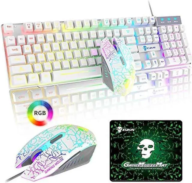 Main image of RGB Gaming Keyboard and Mouse Combo with Rainbow LED Backlight USB Wired Mechanical Feel Anti-ghosting Ergonomic Waterproof Letter Glow RGB Mute Mice for Computer PC Working or Gamer