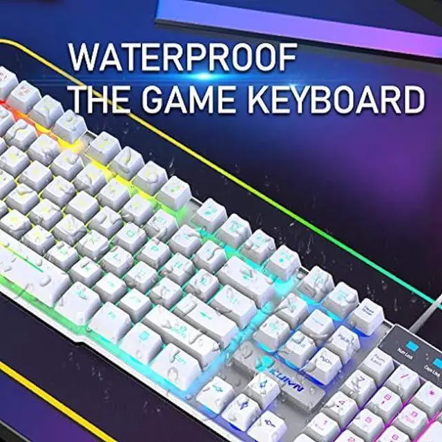 Alt view image 4 of 7 - RGB Gaming Keyboard and Mouse Combo with Rainbow LED Backlight USB Wired Mechanical Feel Anti-ghosting Ergonomic Waterproof Letter Glow RGB Mute Mice for Computer PC Working or Gamer