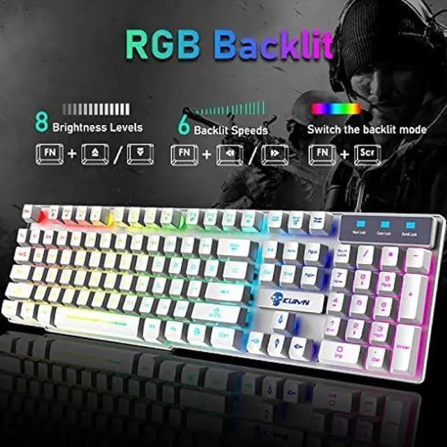 Alt view image 5 of 7 - RGB Gaming Keyboard and Mouse Combo with Rainbow LED Backlight USB Wired Mechanical Feel Anti-ghosting Ergonomic Waterproof Letter Glow RGB Mute Mice for Computer PC Working or Gamer