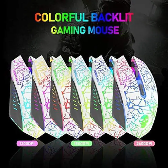 Alt view image 6 of 7 - RGB Gaming Keyboard and Mouse Combo with Rainbow LED Backlight USB Wired Mechanical Feel Anti-ghosting Ergonomic Waterproof Letter Glow RGB Mute Mice for Computer PC Working or Gamer