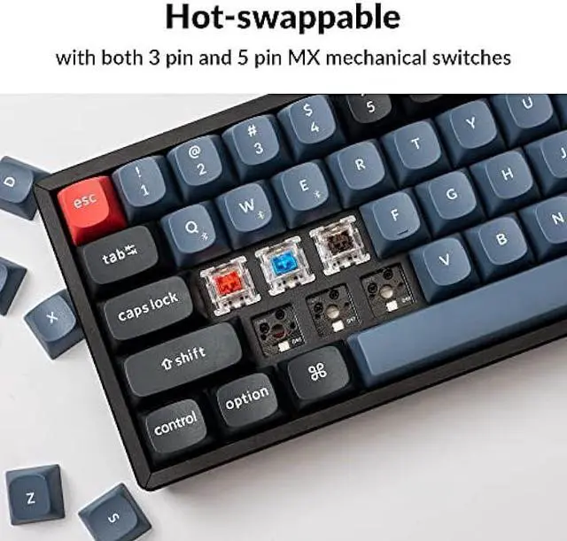Alt view image 4 of 7 - Keychron K6 Pro Wireless Custom Mechanical Keyboard, QMK/VIA Programmable Macro, Hot-Swappable Keychron K Pro Red Switch, 65% Layout Aluminum RGB Backlit Office Gaming Keyboard for Mac Windows Linux