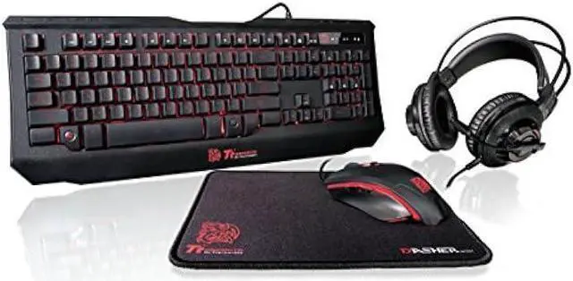 Main image of Thermaltake Tt eSPORTS Knucker 4-in-1 3 Color Membrane Keyboard & 2400 DPI Avago 5050 Optical Gaming Mouse & Headset & Mouse Pad Combo Kit KB-GCK-PLBLUS-01