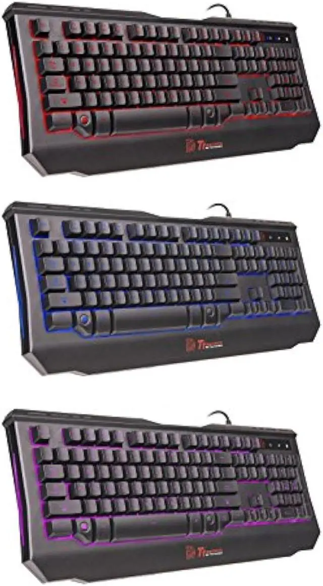 Alt view image 3 of 6 - Thermaltake Tt eSPORTS Knucker 4-in-1 3 Color Membrane Keyboard & 2400 DPI Avago 5050 Optical Gaming Mouse & Headset & Mouse Pad Combo Kit KB-GCK-PLBLUS-01