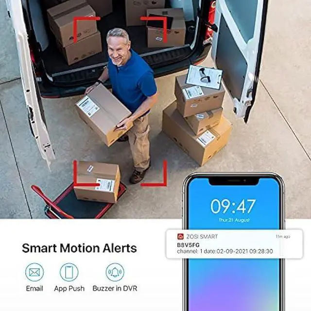 Alt view image 7 of 7 - ZOSI H.265+ 5MP Lite 1080p CCTV DVR Recorder 8 Channel, Hybrid Capability 4-in-1(Analog/AHD/TVI/CVI) Surveillance DVR for Security Camera, Remote Access, Motion Detection, Alert Push(No Hard Drive)