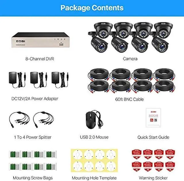 Alt view image 6 of 6 - ZOSI 8CH Home Security Camera System Outdoor,5MP-Lite 8Channel H.265+ CCTV DVR and 8 x 1080p 2MP Weatherproof Surveillance Bullet Dome Cameras,80ft Night Vision, Remote Access,Motion Alerts (No HDD)