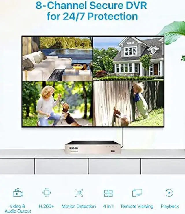 Alt view image 4 of 6 - ZOSI 8Channel Surveillance Video Recorders 1080N/720P 4-in-1 HD-TVI Standalone CCTV Security DVR System For 720P,1080P Security Cameras,Motion Detection,Easy Remote Access(NO Hard Drive)