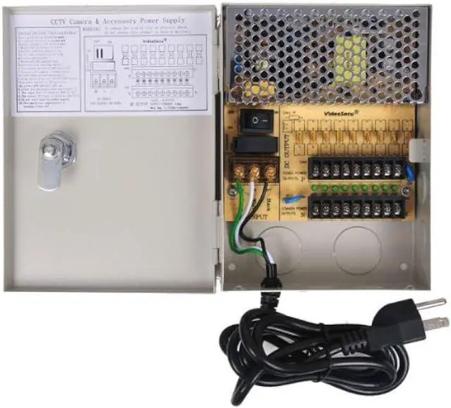 Main image of VideoSecu Key Lock 9 Output 12 V DC CCTV Distributed Power Supply Box Auto Reset for Security Camera WK9