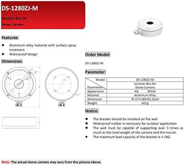 Alt view image 7 of 7 - KENUCO CBM DS-1280ZJ-M Conduit Base for hik-Compatible IP Camera DS-2CD23x32 (1 Pack)