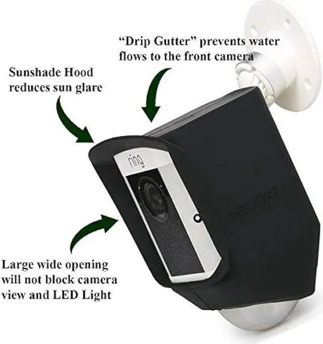 Alt view image 2 of 4 - Silicone Skin Case Cover Compatible with Ring Spotlight Cam Battery or Solar, Offer Sun Glare UV Weather Protection & Disguise Spot Light Security Camera - Black