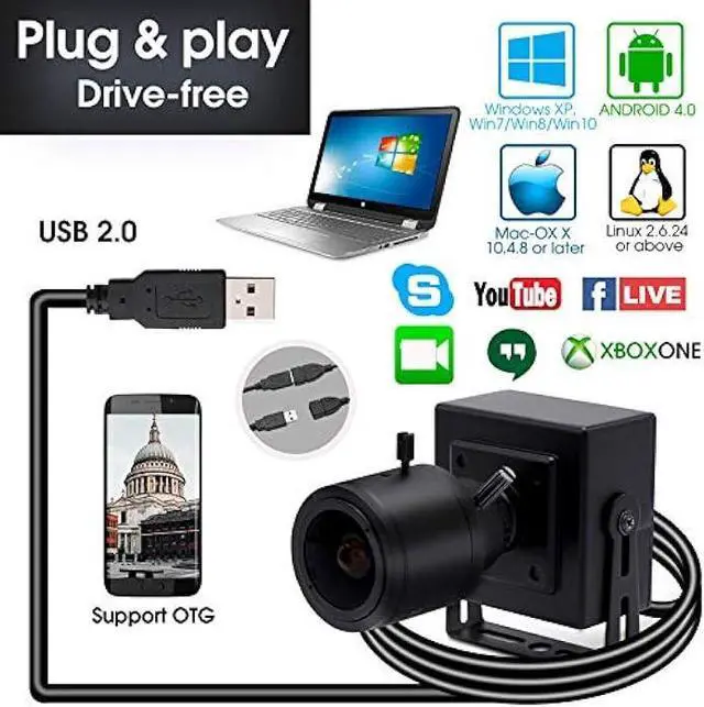 Alt view image 6 of 7 - SVPRO1080P USB Zoom Camera with 2.8-12mm Manual Lens,HD Mini Camera 100fps/60fps/30fps CMOS OV2710 Portable USB Camera with Metal Casing & Bracket, Computer Streaming Webcam for PC Desktop & Laptop