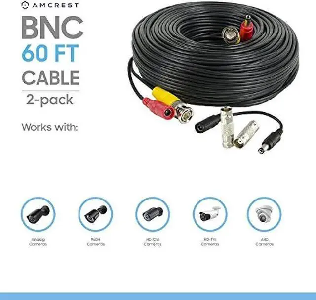 Alt view image 2 of 3 - Amcrest 2-Pack 60 Feet Pre-Made All-in-One Siamese BNC Video and Power CCTV Security Camera Cable with Two Female Connectors for 960H & HD-CVI Camera and DVR (SCABLEHD60B-2pack)