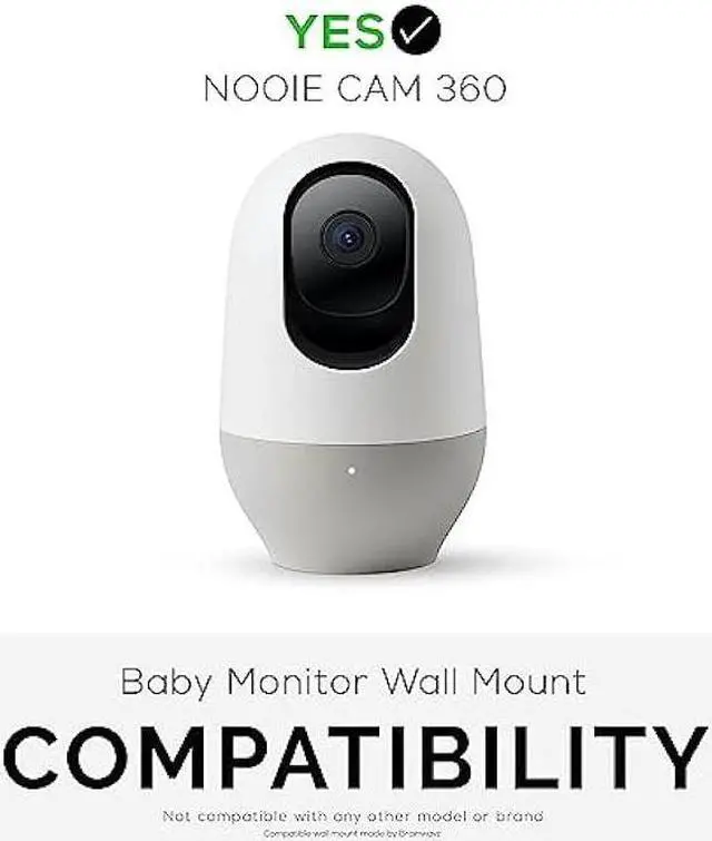 Alt view image 2 of 7 - Adhesive Wall Mount for Nooie Cam 360 Baby Monitor Camera Shelf Holder, Easy to Install, No Tools Needed, No Mess, No Drilling, Strong Mount, White by Brainwavz