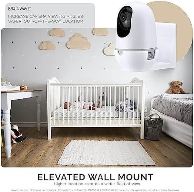 Alt view image 4 of 7 - Adhesive Wall Mount for Nooie Cam 360 Baby Monitor Camera Shelf Holder, Easy to Install, No Tools Needed, No Mess, No Drilling, Strong Mount, White by Brainwavz