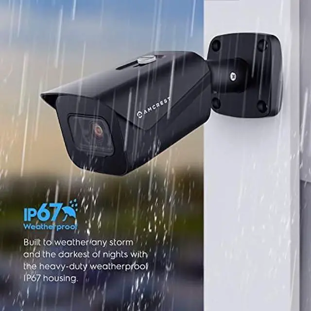 Alt view image 4 of 7 - Amcrest 2-Pack UltraHD 4K (8MP) Bullet POE IP Camera, 3840x2160, 98ft NightVision, 2.8mm Lens, IP67 Weatherproof, 105° FOV, Supports up to 256GB MicroSD Recording, Black (2PACK-IP8M-2496EB-V2)