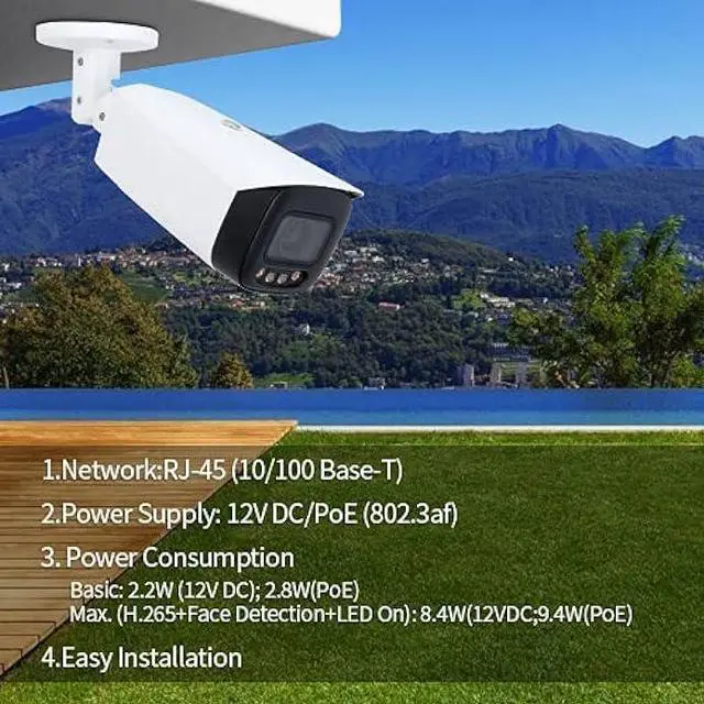Alt view image 6 of 6 - EmpireTech IPC-Color4K-X 4K 8MP Ultra Low Light Full-Color AI IP Camera Warm LED Bullet SMD 3.0 IP67 Weatherproof, Built-in Mic and Speaker,ePOE and POE, SMD Plus,Face Detection,Fixed Lens 2.8mm