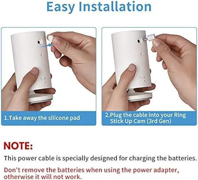Alt view image 5 of 7 - 2Pack Power Adapter for Ring Stick Up Cam Battery(3rd Gen), with 30ft/9m Weatherproof Outdoor Cable Continuously Charge Your Camera, No Need to Change The Batteries