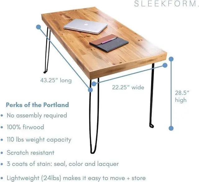 Alt view image 2 of 7 - Sleekform Folding Desk Lightweight Portable Wood Table, Small Wooden Foldable No Assembly Required