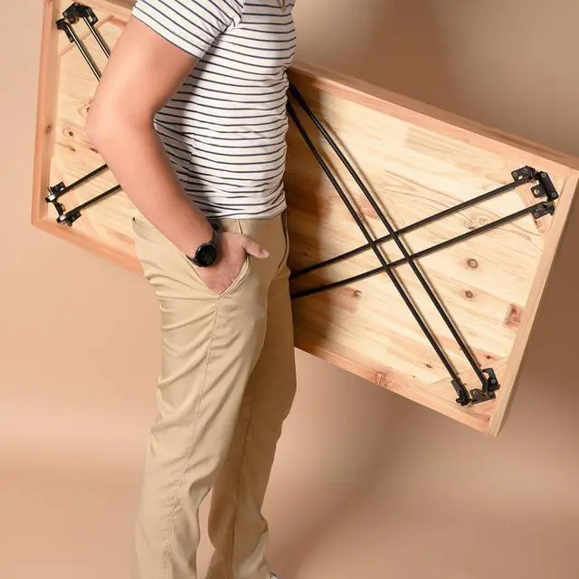 Alt view image 3 of 7 - Sleekform Folding Desk Lightweight Portable Wood Table, Small Wooden Foldable No Assembly Required