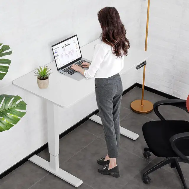Alt view image 2 of 7 - KORGOL Electric Standing Desk 48 x 24 Inches Adjustable Height Sit Stand Up Desk for Home Office Computer Desk with 2 USB Ports 3 AC Power Outlets Memory Preset, Headphone Hook (White)