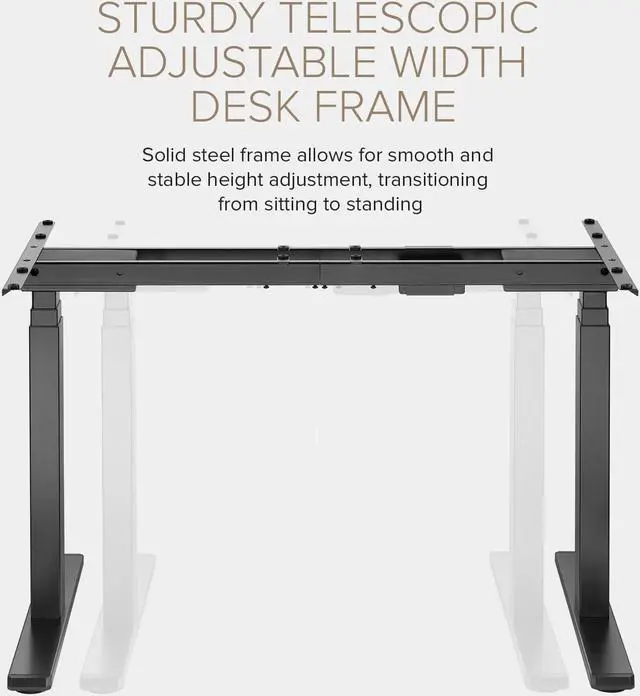 Alt view image 3 of 7 - POUT TEKDEC Dual Motor 3-Stage Electric Adjustable Standing Computer Desk Base 24.4 - 51" Height for Home and Office (Black)