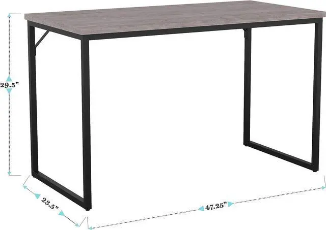 Alt view image 2 of 7 - Martha Stewart Noah Home Office Parsons Desk in Gray Wood Grain with Oil Rubbed Bronze Metal Frame