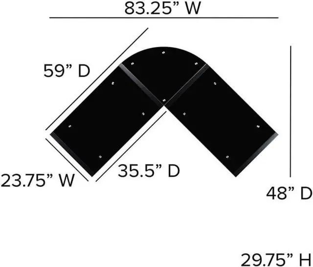 Alt view image 3 of 7 - Flash Furniture Jude Black Glass L-Shape Corner Computer Desk with Pull-Out Keyboard Tray
